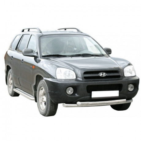 Защита порогов с алюминиевыми накладками (d63,5) для Hyundai Santa-Fe Classic (2007-2012)(Окрашенное) купить недорого с доставкой в Балашиха