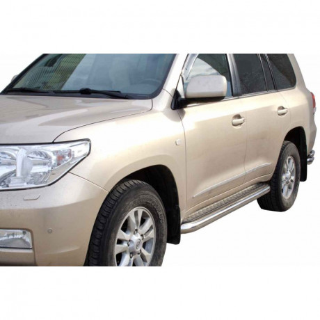 Защита порогов с алюминиевым листом (d63,5) для Toyota Land Cruiser 200 (2007-2015)(Окрашенное) купить недорого с доставкой в Балашиха