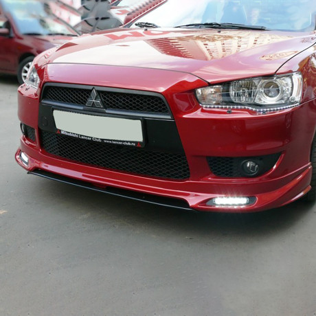 Накладка (юбка) переднего бампера "Zodiak" (с планкой) для Mitsubishi Lancer X (2007-2010) купить недорого с доставкой в Балашиха
