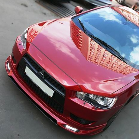 Накладка (юбка) переднего бампера "Zodiak" (с планкой) для Mitsubishi Lancer X (2007-2010) купить недорого с доставкой в Балашиха