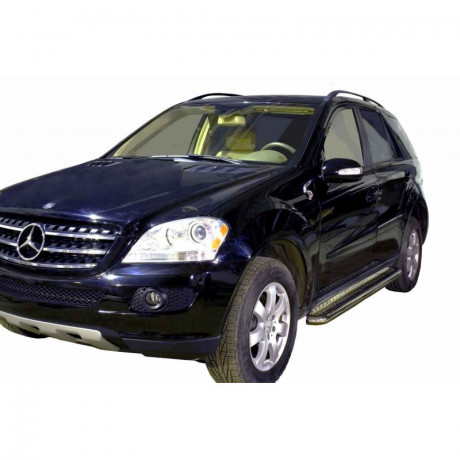 Защита порогов с алюминиевым листом (d63,5) для Mercedes-Benz ML 320/350 (2005-2008)(Окрашенное) купить недорого с доставкой в Балашиха