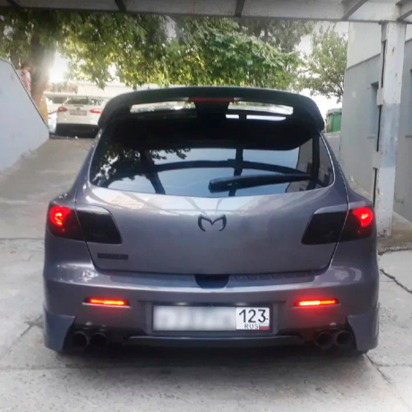 Накладки (клыки) на задний бампер Mazda 3, хэтчбэк (2003-2009), шагрень купить недорого с доставкой в Балашиха