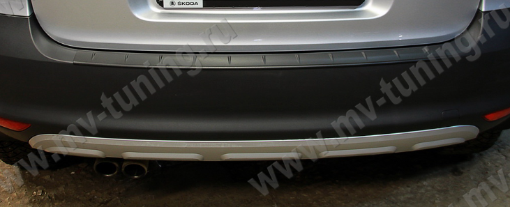 Защитная накладка заднего бампера (под покраску) для Skoda Yeti (2009-2012) купить недорого с доставкой в Балашиха