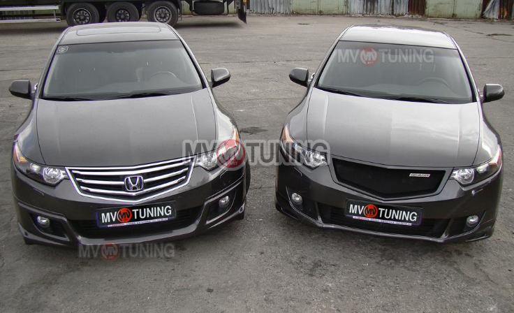 Решетка радиатора "Sport" (сетка в комплекте) var №1 для Honda Accord VIII (2008-2010) купить недорого с доставкой в Балашиха
