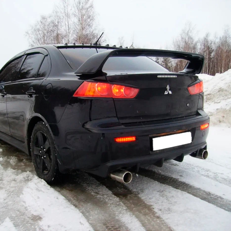 Диффузор заднего бампера "2.0L" (шагрень, 2 выхлопа) для Mitsubishi Lancer 10 (2007-2016) купить недорого с доставкой в Балашиха