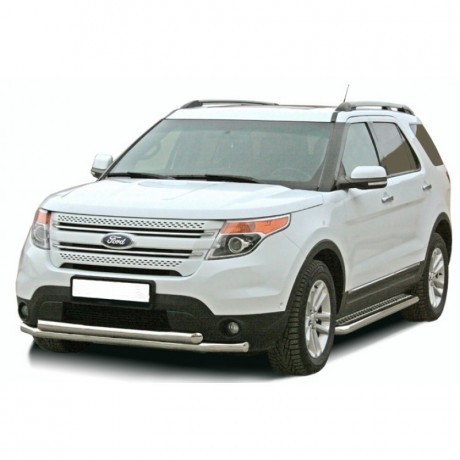 Защита переднго бампера «Труба двойная» (d63,5) для Ford Explorer (2010-2016)(Окрашенное) купить недорого с доставкой в Балашиха