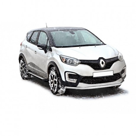 Защита порогов «БУМЕР» алюминиевая с резинкой для Renault Kaptur (2016-н.в.) купить недорого с доставкой в Балашиха
