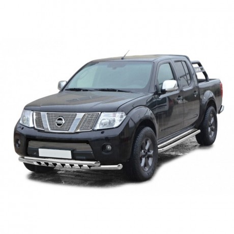 Защита порогов с алюминиевым листом (d63,5) для Nissan Navara (2010-2015)(Окрашенное) купить недорого с доставкой в Балашиха