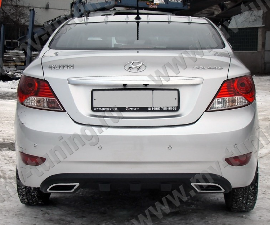 Диффузор заднего бампера var №2 (текстурный пластик) для Hyundai Solaris (2010-2013) купить недорого с доставкой в Балашиха