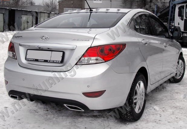 Диффузор заднего бампера var №2 (текстурный пластик) для Hyundai Solaris (2010-2013) купить недорого с доставкой в Балашиха