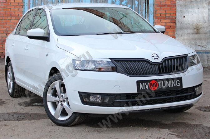 Накладки на фары (реснички) короткие var №1 для Skoda Rapid (2012-2017) купить недорого с доставкой в Балашиха