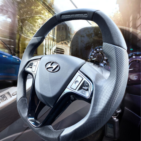 Анатомическое рулевое колесо Ferrum Group со вставками из алькантары для  Hyundai Solaris купить недорого с доставкой в Балашиха