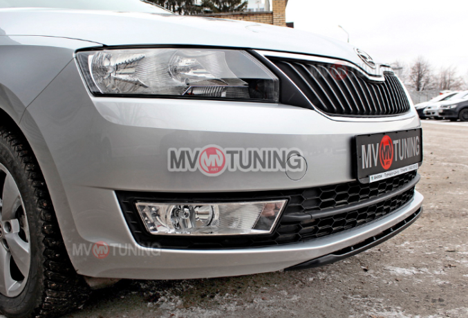 Спойлер переднего бампера (под покраску) для Skoda Rapid (2012-н.в.) купить недорого с доставкой в Балашиха
