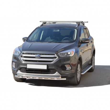 Защита порогов с алюминиевым листом (d63.5) для Ford Kuga (2016-н.в.)(Окрашенное) купить недорого с доставкой в Балашиха