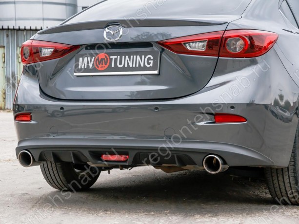 Диффузор заднего бампера var №2 (с килями) для Mazda 3 (2013-н.в.) купить недорого с доставкой в Балашиха