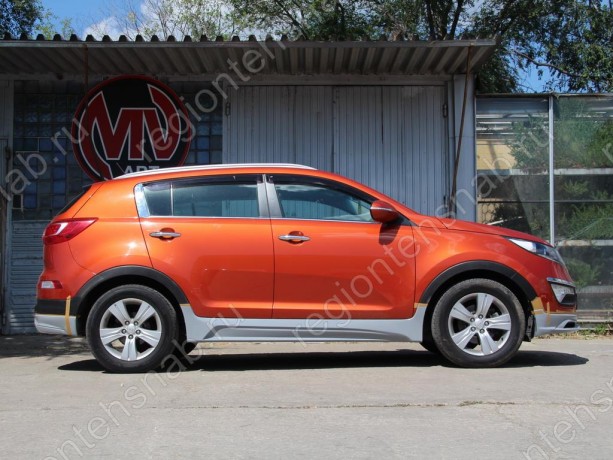 Накладки на пороги "JSW Style" для KIA Sportage (3rd) (2010-2016) купить недорого с доставкой в Балашиха
